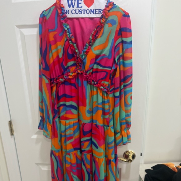 Vibrant Multicolor Ruffled Dress - Picture 2 of 2